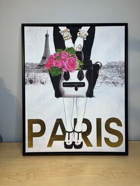 Hobby Lobby Paris Fashion Wall Art with Pink Roses and Gold Text